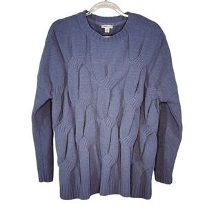 J. Jill  Womens XS Blue Chenille Pullover Sweater Textured Knit EUC